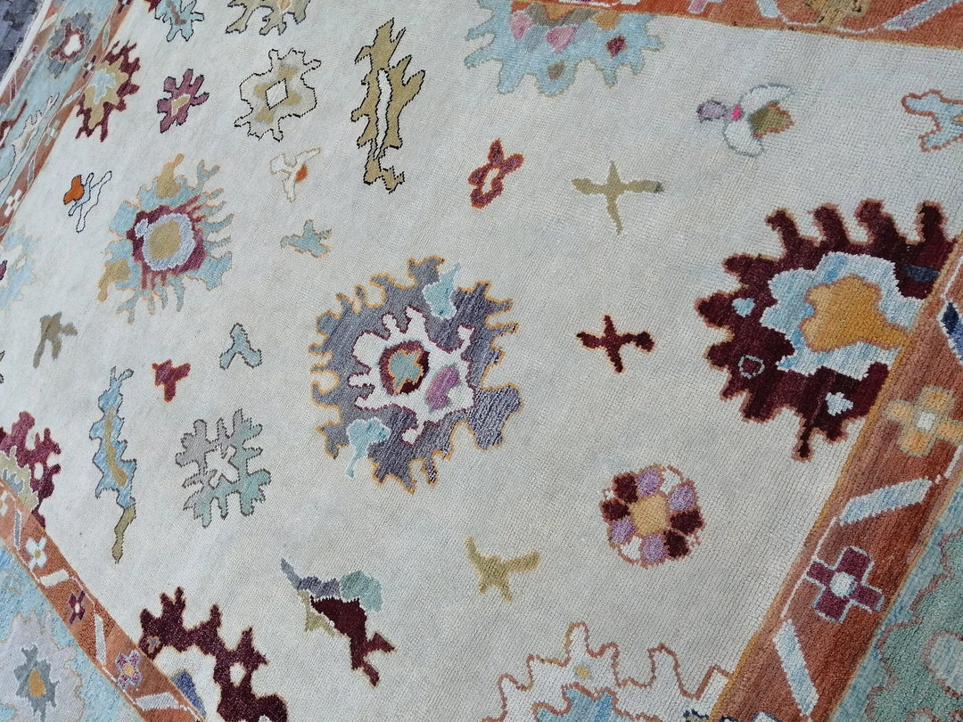 Beige Turkish Runner Rug 9' 2" x 12' 2" Hand-Knotted | No. WR65431