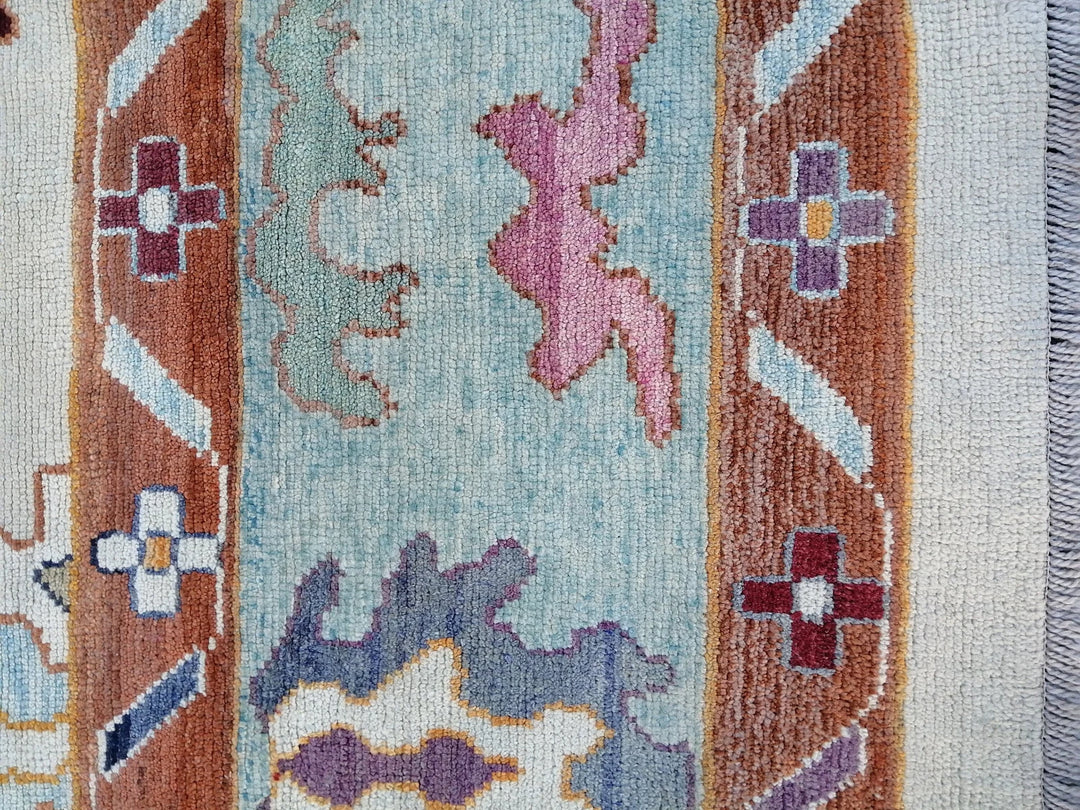 Beige Turkish Runner Rug 9' 2" x 12' 2" Hand-Knotted | No. WR65431