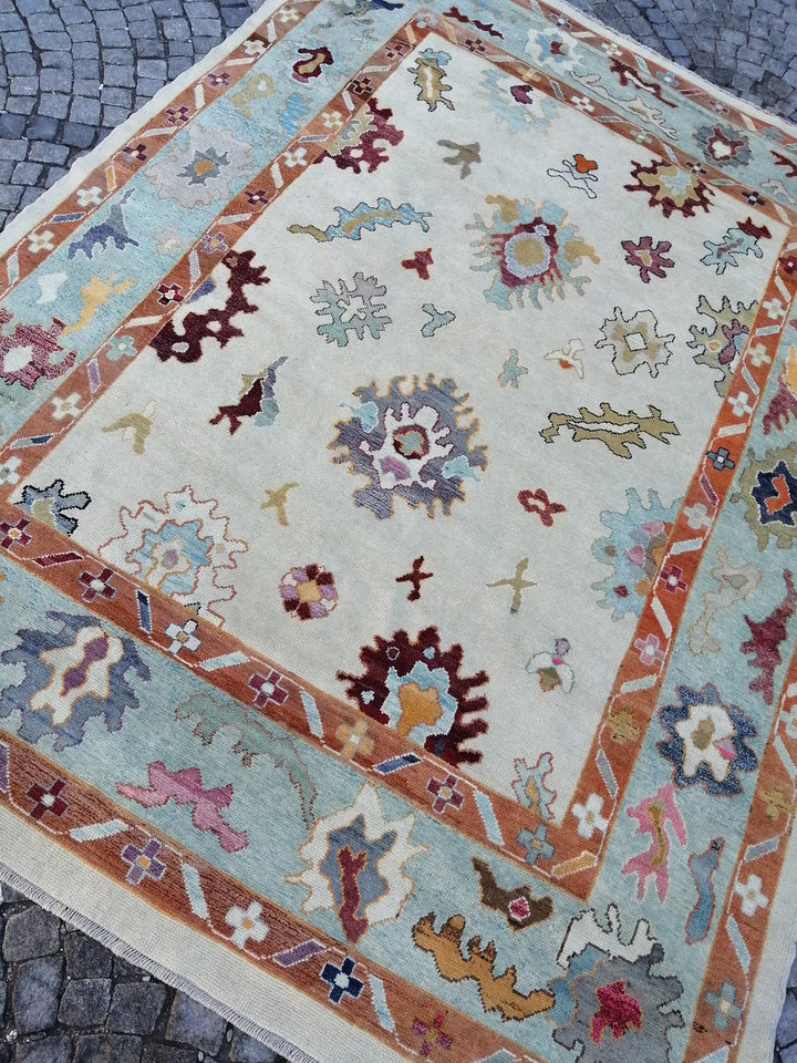 Beige Turkish Runner Rug 9' 2" x 12' 2" Hand-Knotted | No. WR65431