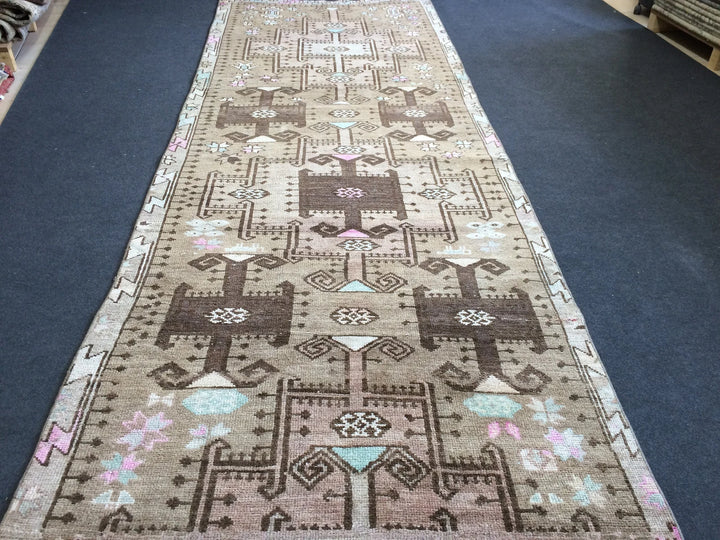Turkish Runner Rug 3' 1" x 12' 4" Hand-Knotted | No. WR65829