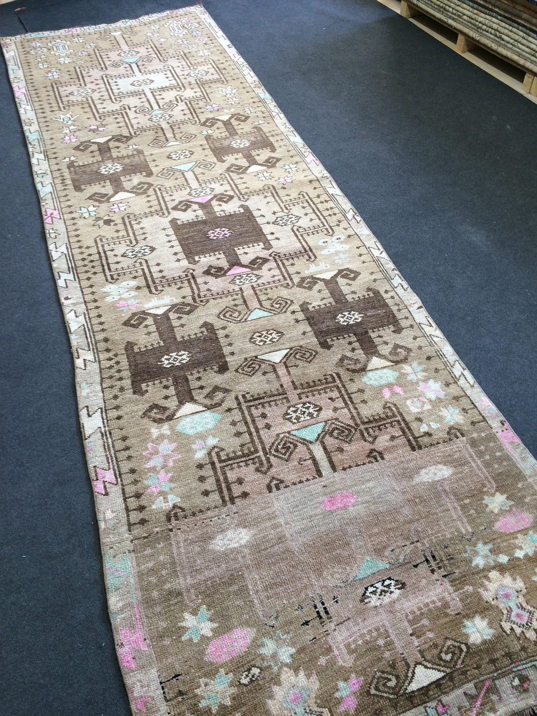 Turkish Runner Rug 3' 1" x 12' 4" Hand-Knotted | No. WR65829