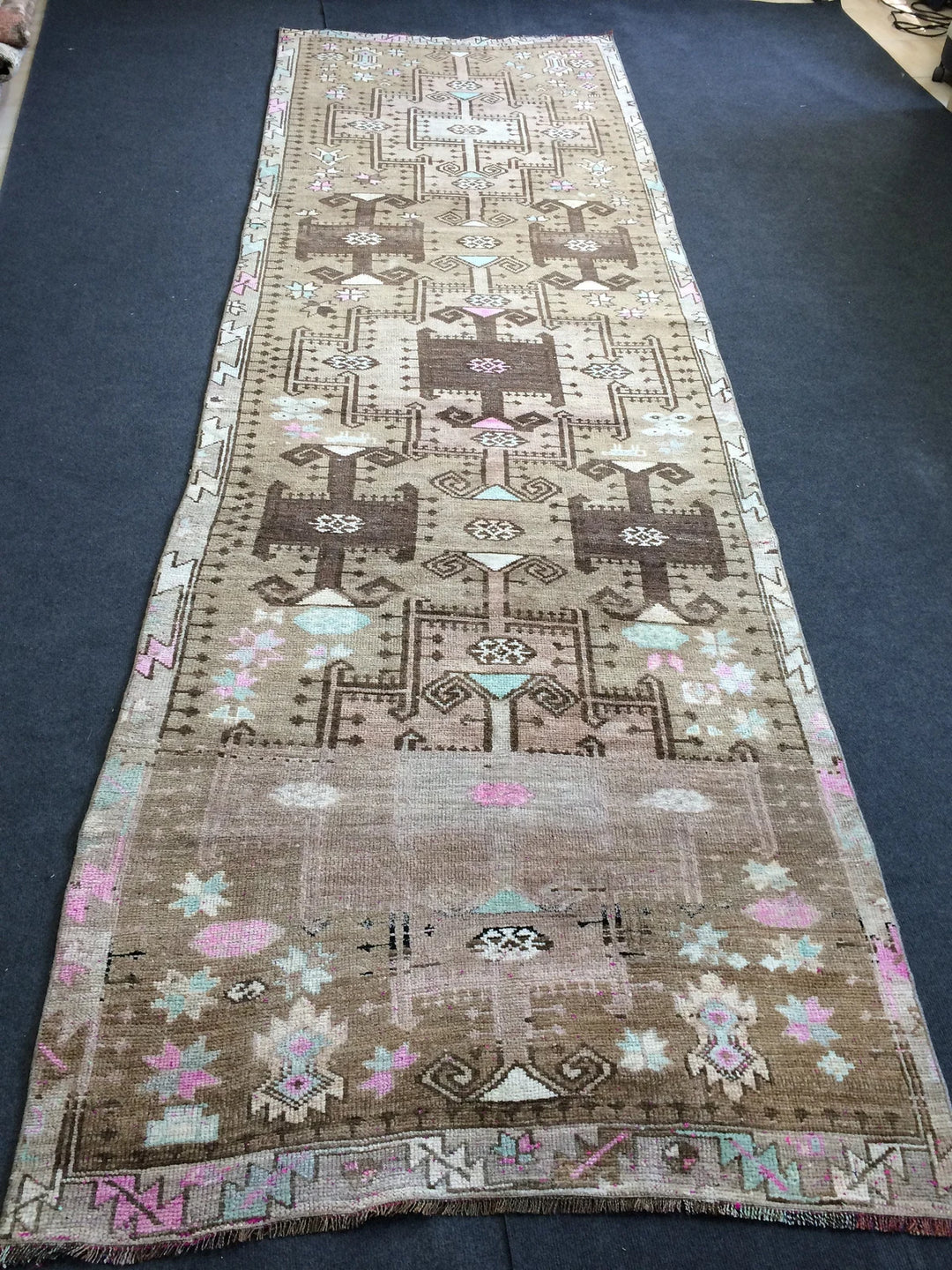 Turkish Runner Rug 3' 1" x 12' 4" Hand-Knotted | No. WR65829