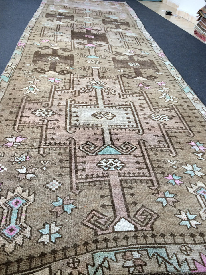 Turkish Runner Rug 3' 1" x 12' 4" Hand-Knotted | No. WR65829