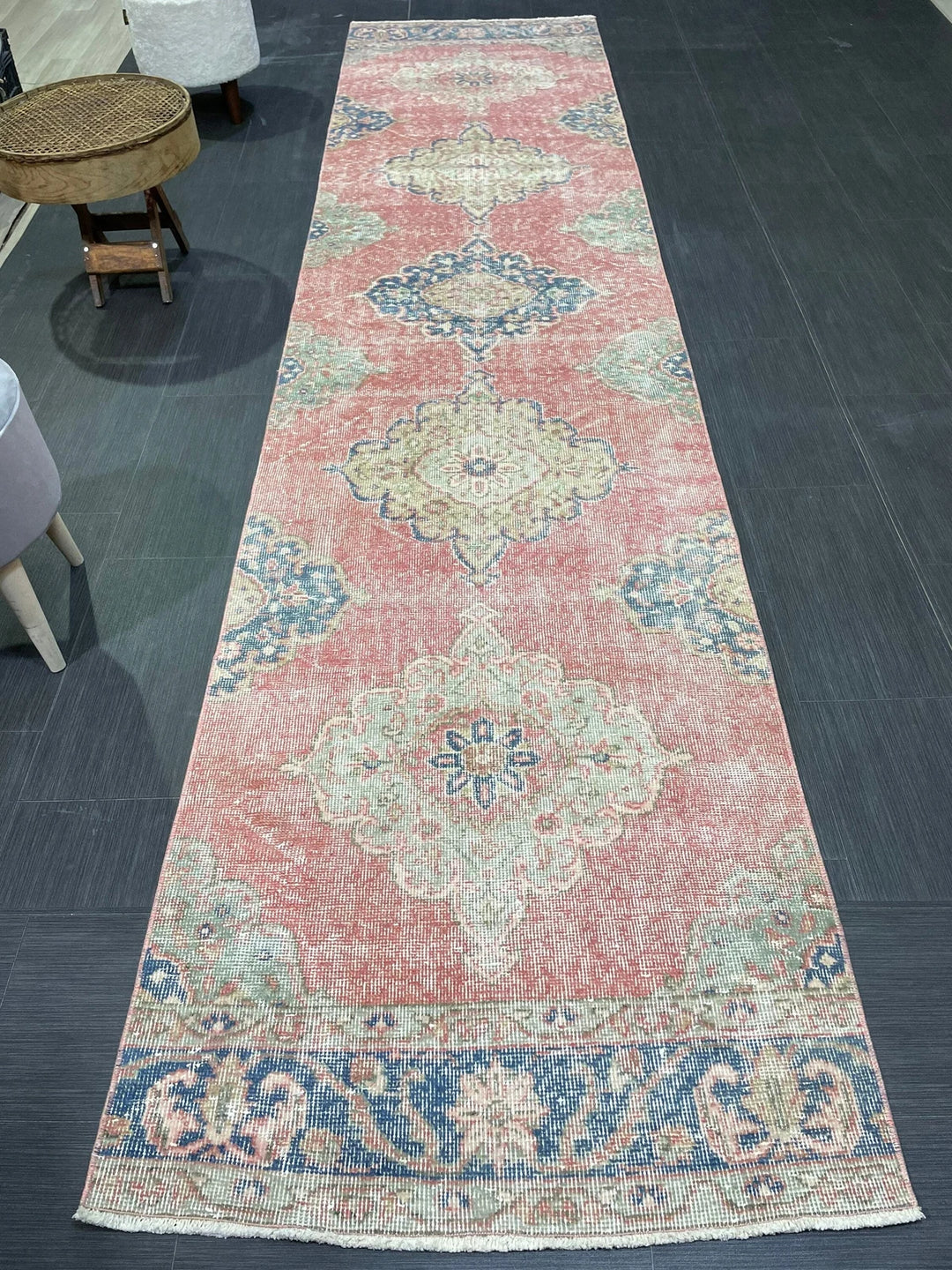 Rust Turkish Runner Rug 2' 11" x 12' 5" Hand-Knotted | No. WR65934