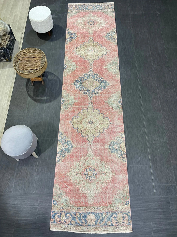 Rust Turkish Runner Rug 2' 11" x 12' 5" Hand-Knotted | No. WR65934