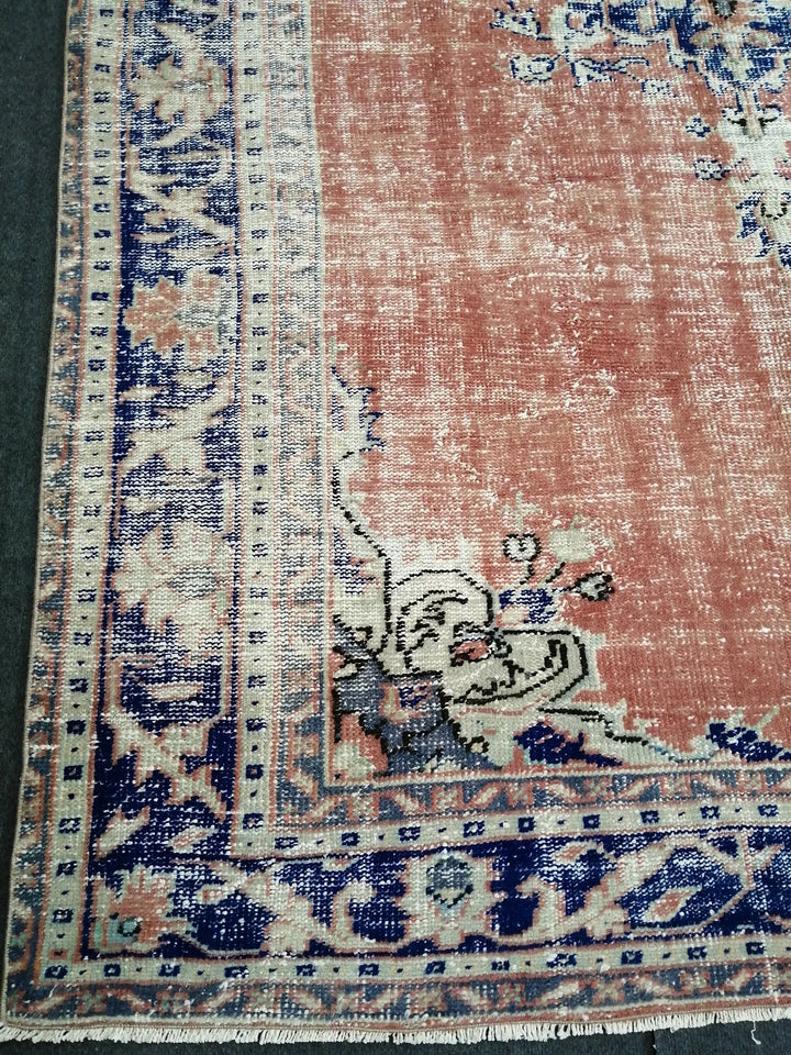 Blue Turkish Runner Rug 6' 2" x 9' 10" Hand-Knotted | No. WR66178