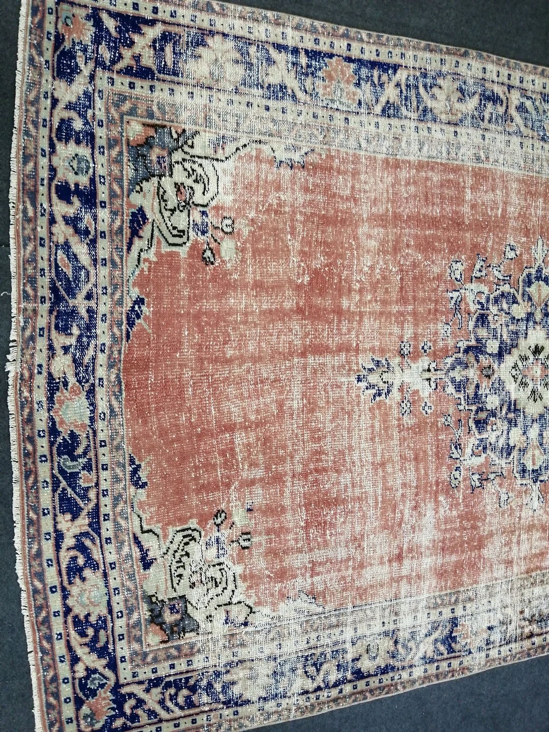 Blue Turkish Runner Rug 6' 2" x 9' 10" Hand-Knotted | No. WR66178