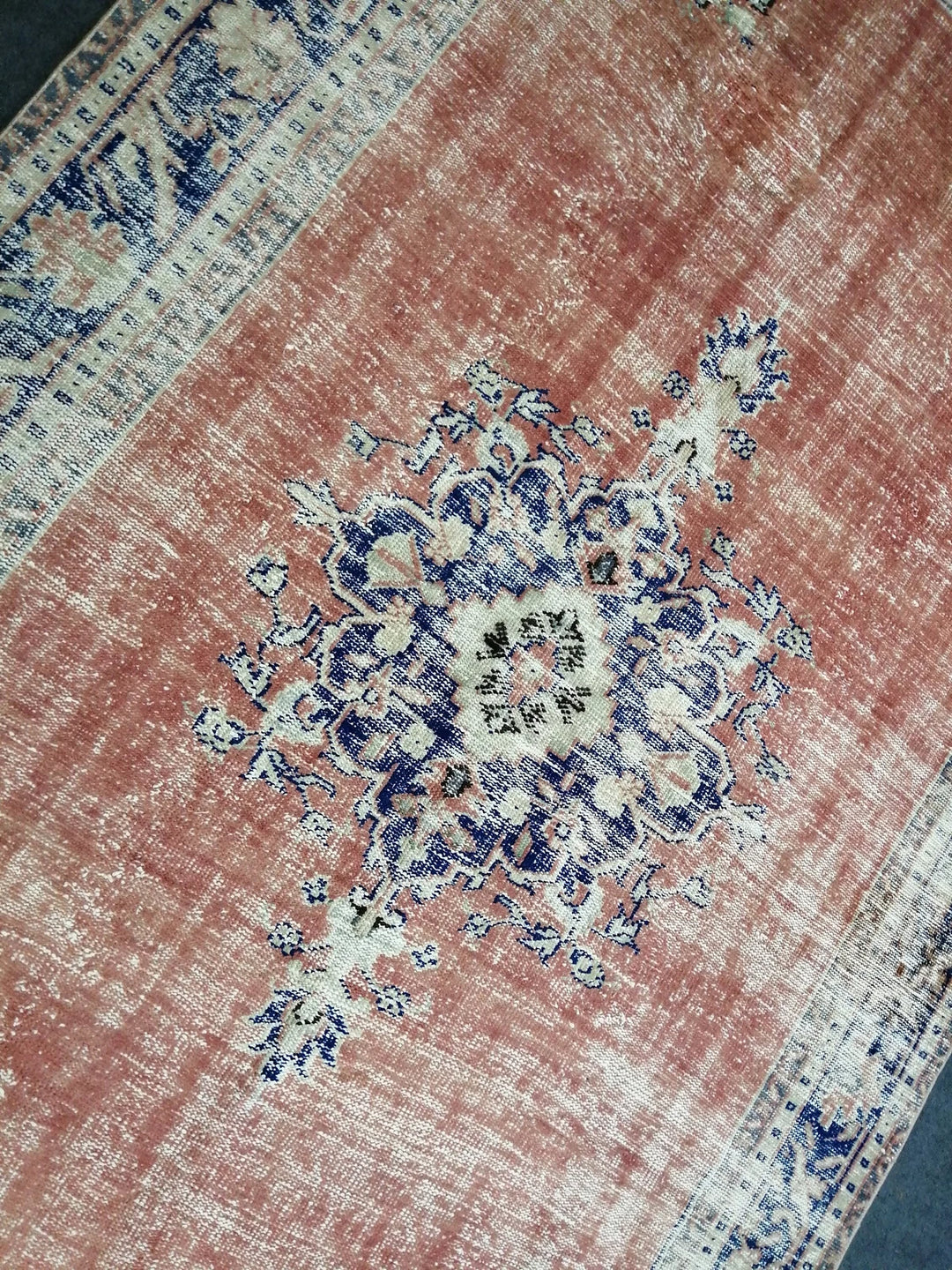 Blue Turkish Runner Rug 6' 2" x 9' 10" Hand-Knotted | No. WR66178