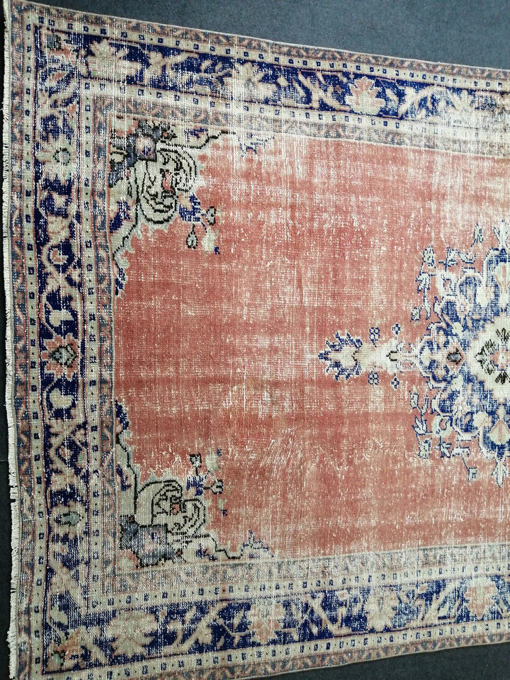 Blue Turkish Runner Rug 6' 2" x 9' 10" Hand-Knotted | No. WR66178