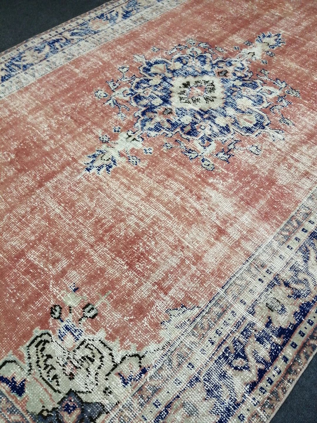 Blue Turkish Runner Rug 6' 2" x 9' 10" Hand-Knotted | No. WR66178