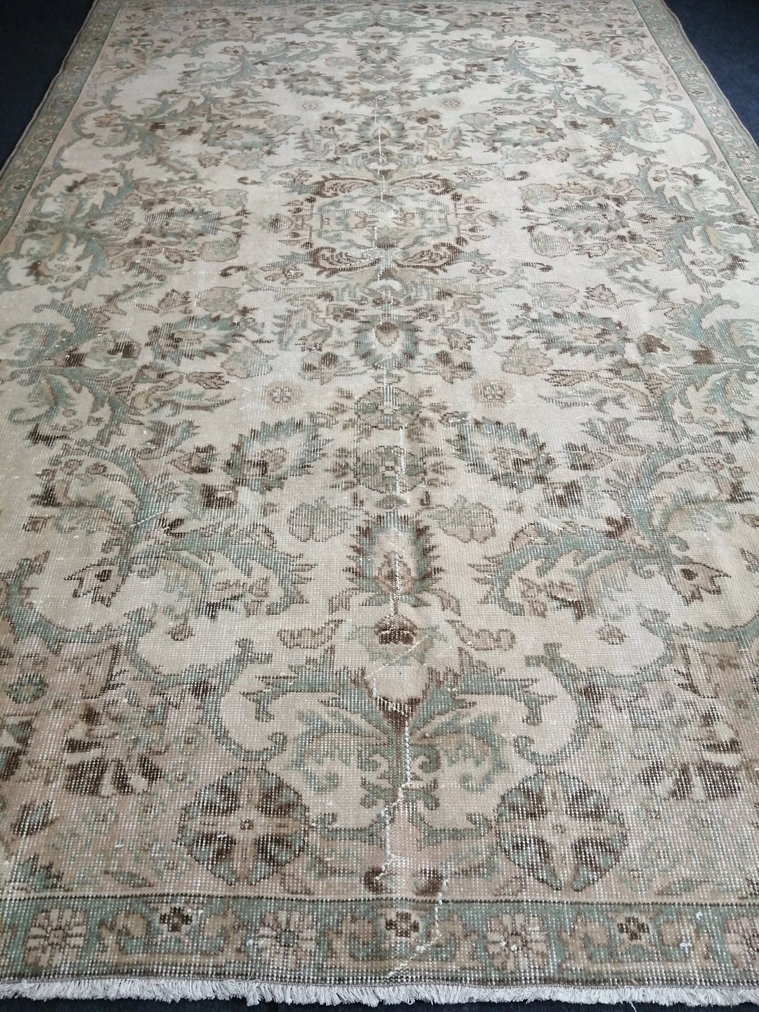 Beige Turkish Runner Rug 6' 6" x 10' Hand-Knotted | No. WR66220