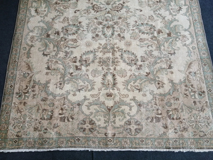 Beige Turkish Runner Rug 6' 6" x 10' Hand-Knotted | No. WR66220