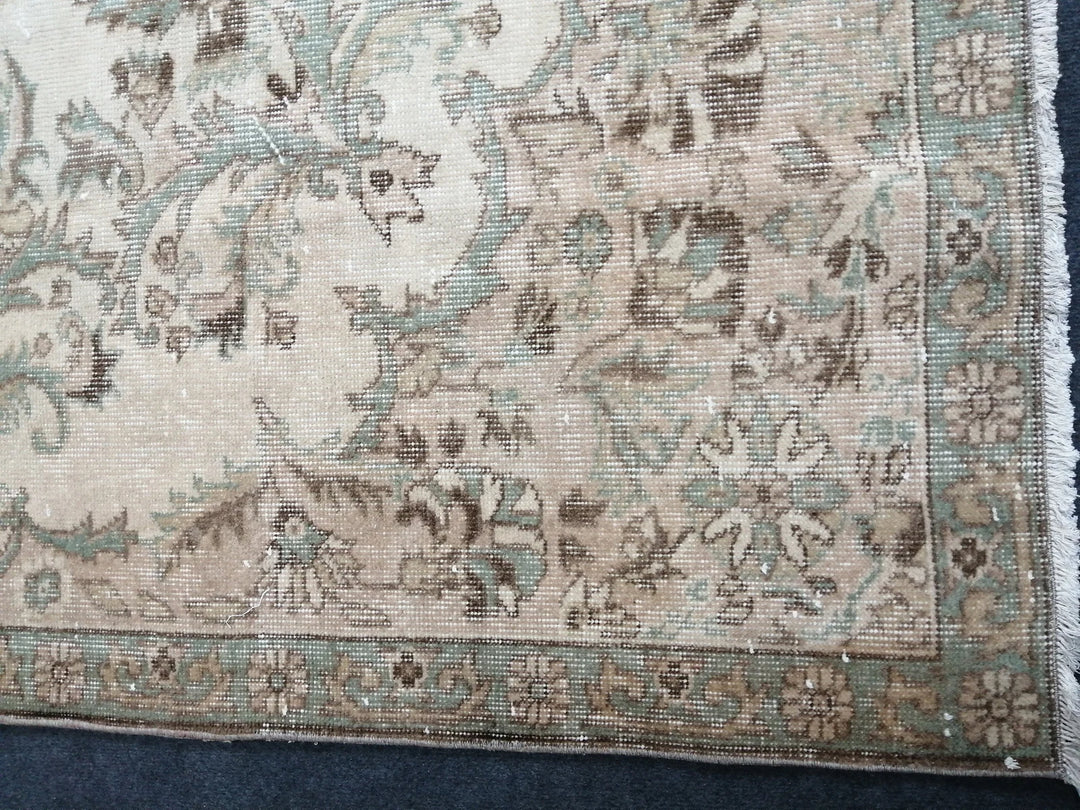Beige Turkish Runner Rug 6' 6" x 10' Hand-Knotted | No. WR66220
