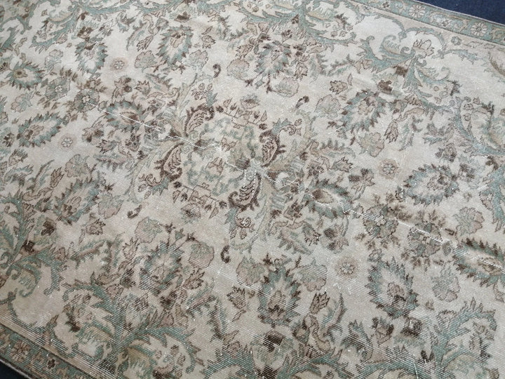 Beige Turkish Runner Rug 6' 6" x 10' Hand-Knotted | No. WR66220