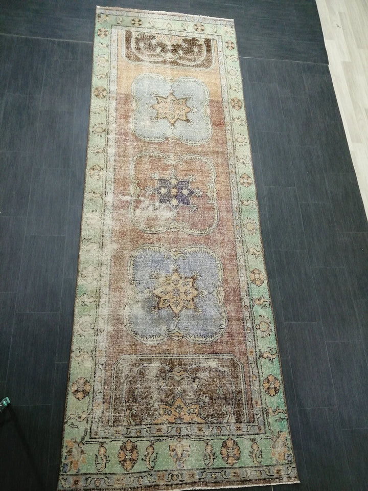 Beige Turkish Runner Rug 4' x 11' 8" Hand-Knotted | No. WR66789