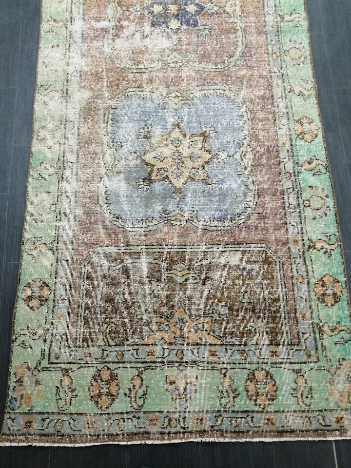 Beige Turkish Runner Rug 4' x 11' 8" Hand-Knotted | No. WR66789