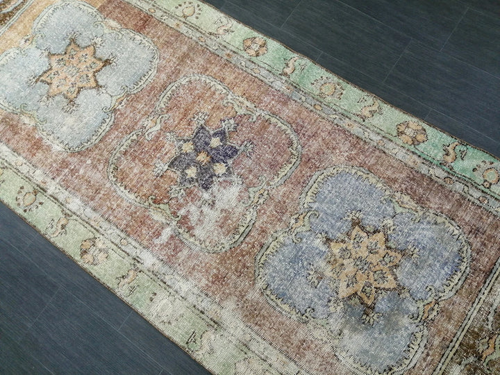 Beige Turkish Runner Rug 4' x 11' 8" Hand-Knotted | No. WR66789
