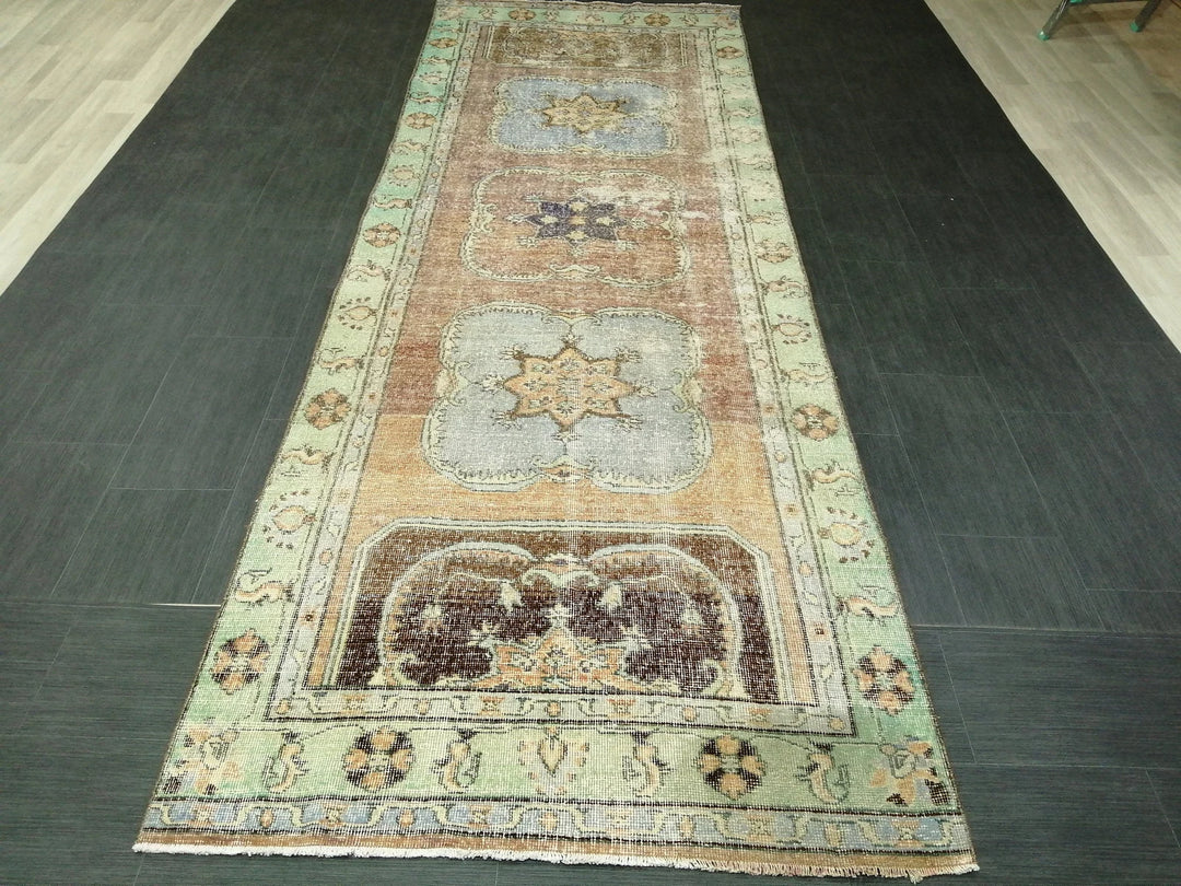 Beige Turkish Runner Rug 4' x 11' 8" Hand-Knotted | No. WR66789