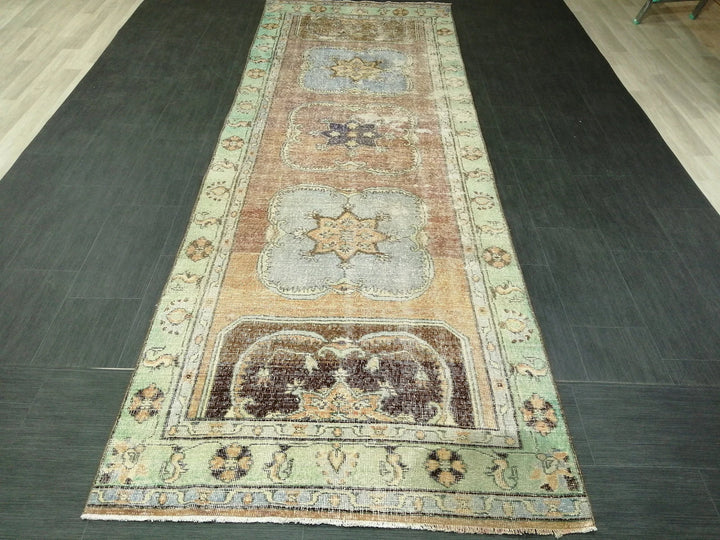 Beige Turkish Runner Rug 4' x 11' 8" Hand-Knotted | No. WR66789