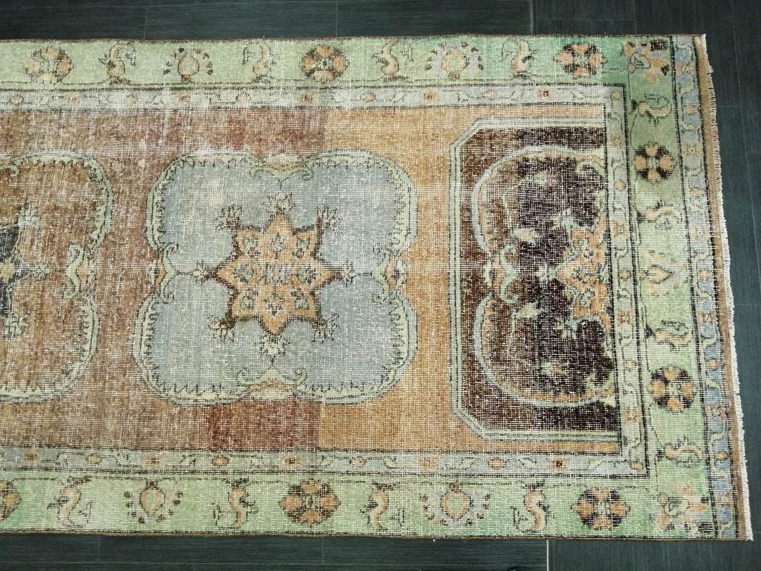 Beige Turkish Runner Rug 4' x 11' 8" Hand-Knotted | No. WR66789