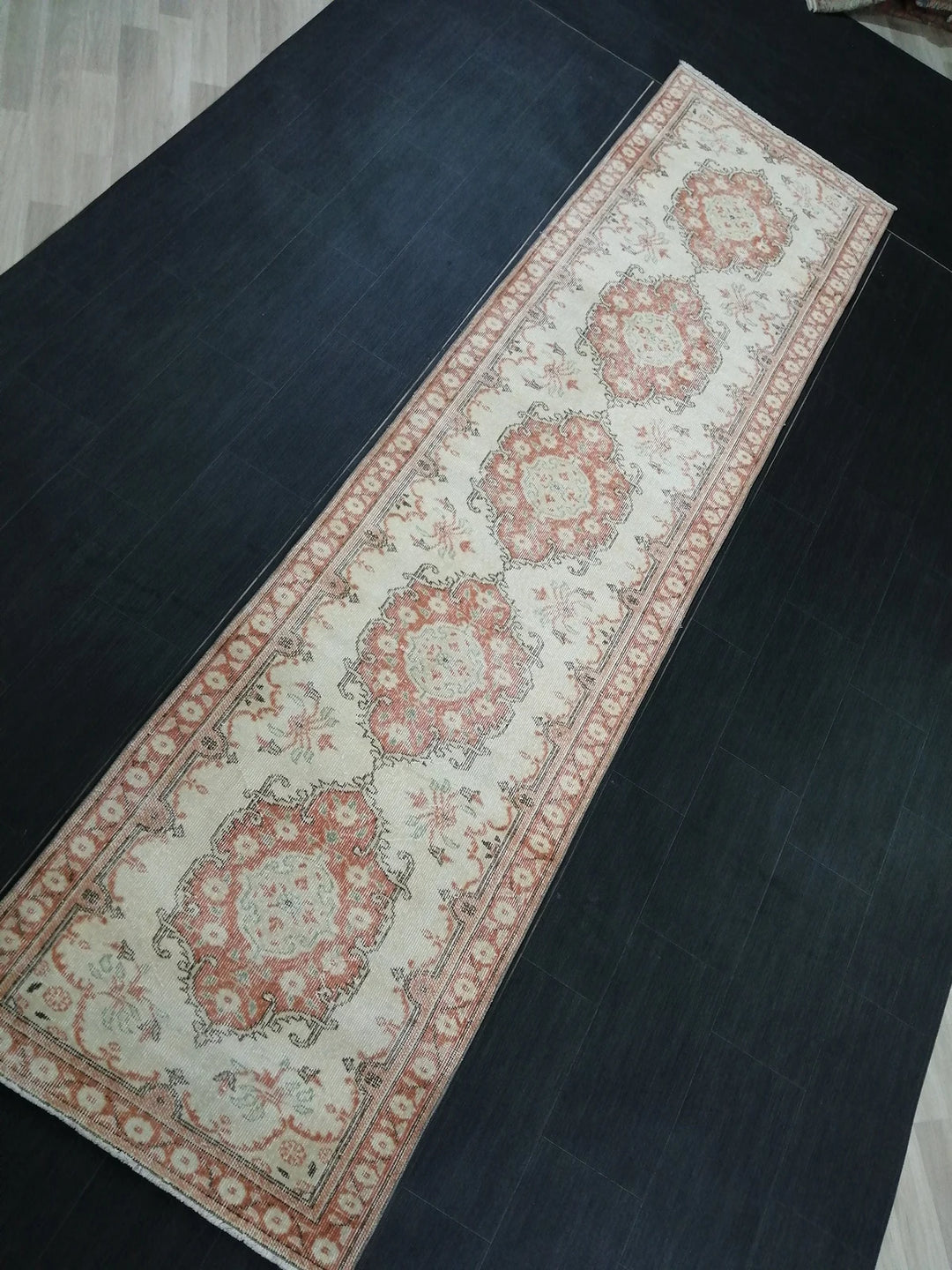 Beige Turkish Runner Rug 3' 1" x 11' 11" Hand-Knotted | No. WR66850