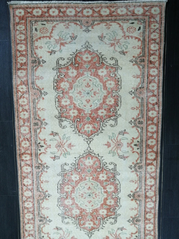 Beige Turkish Runner Rug 3' 1" x 11' 11" Hand-Knotted | No. WR66850