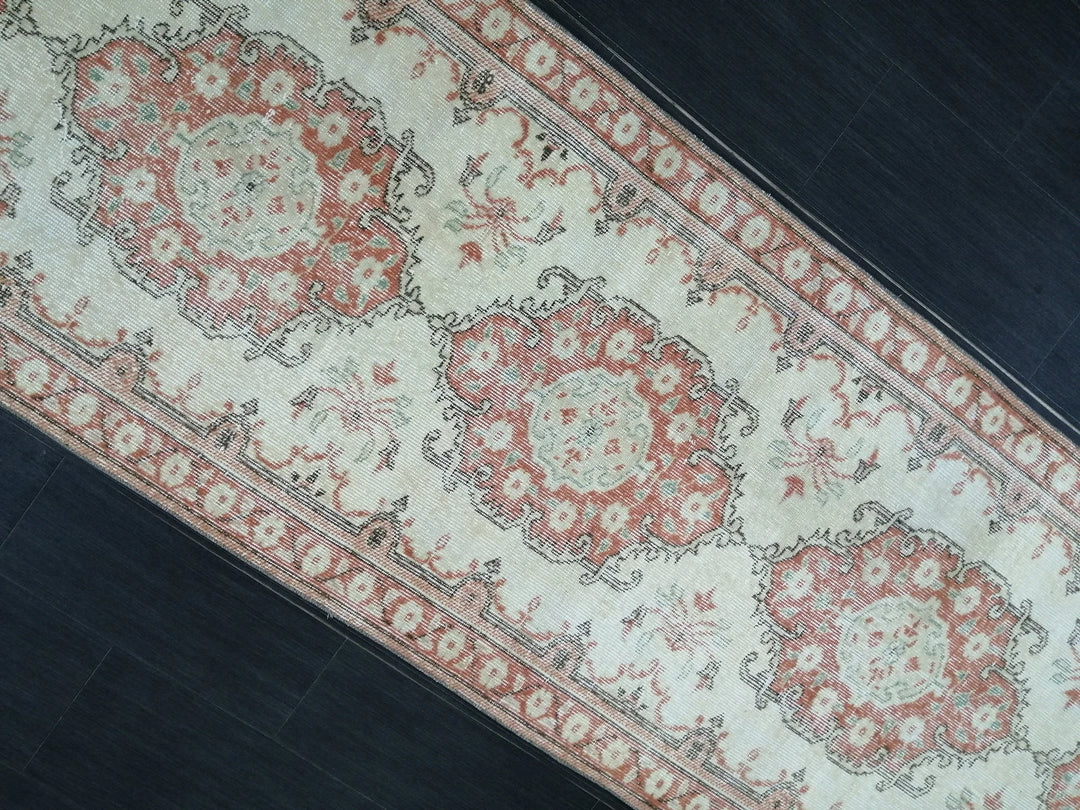 Beige Turkish Runner Rug 3' 1" x 11' 11" Hand-Knotted | No. WR66850