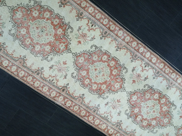 Beige Turkish Runner Rug 3' 1" x 11' 11" Hand-Knotted | No. WR66850