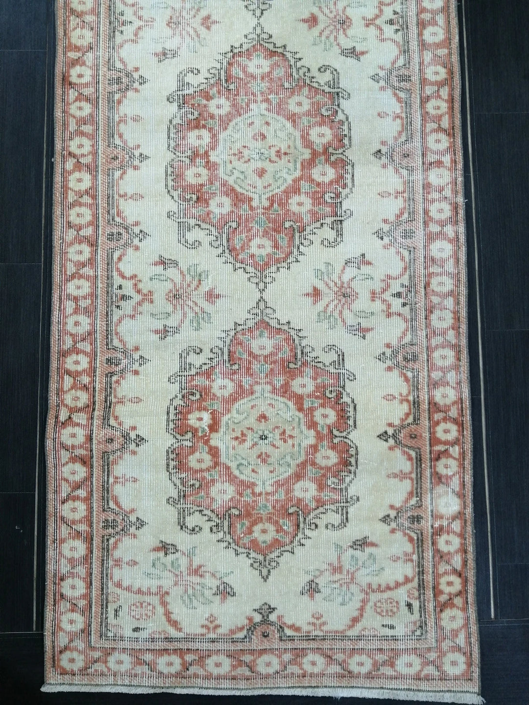 Beige Turkish Runner Rug 3' 1" x 11' 11" Hand-Knotted | No. WR66850
