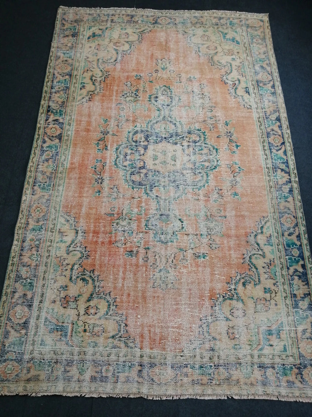 Beige Turkish Runner Rug 6' x 9' 7" Hand-Knotted | No. WR67340