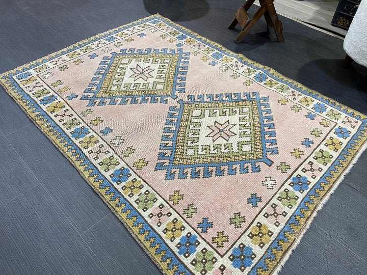 Beige Turkish Runner Rug 3' 3" x 4' 4" Hand-Knotted | No. WR67394