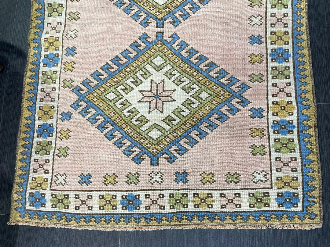 Beige Turkish Runner Rug 3' 3" x 4' 4" Hand-Knotted | No. WR67394