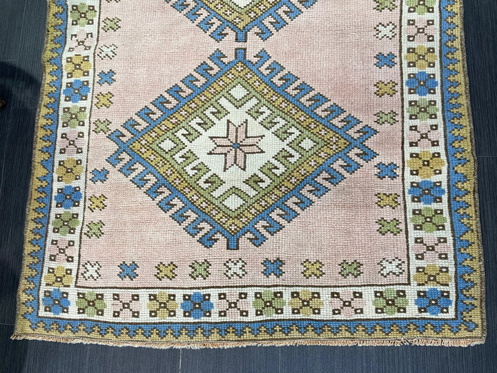 Beige Turkish Runner Rug 3' 3" x 4' 4" Hand-Knotted | No. WR67394
