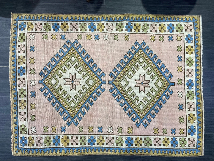 Beige Turkish Runner Rug 3' 3" x 4' 4" Hand-Knotted | No. WR67394