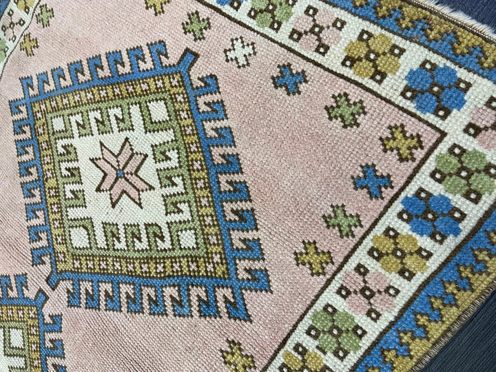 Beige Turkish Runner Rug 3' 3" x 4' 4" Hand-Knotted | No. WR67394