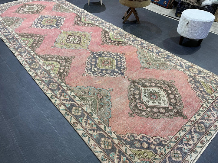 Pink Turkish Runner Rug 4' 9" x 12' 2" Hand-Knotted | No. WR67497