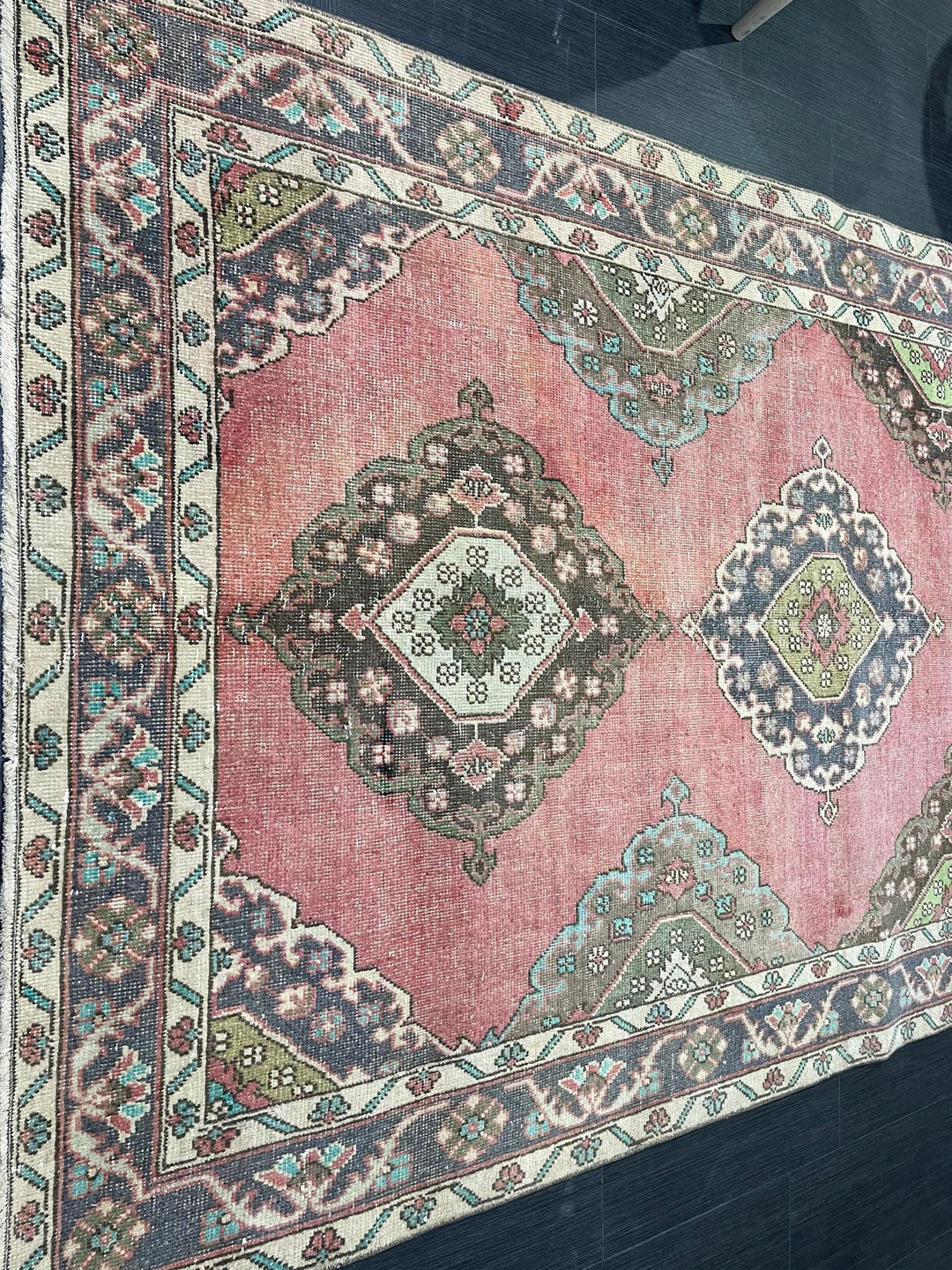 Pink Turkish Runner Rug 4' 9" x 12' 2" Hand-Knotted | No. WR67497