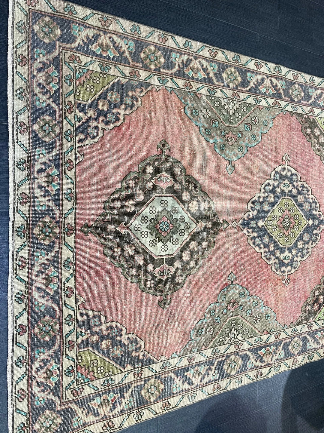 Pink Turkish Runner Rug 4' 9" x 12' 2" Hand-Knotted | No. WR67497