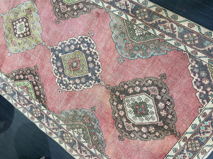Pink Turkish Runner Rug 4' 9" x 12' 2" Hand-Knotted | No. WR67497