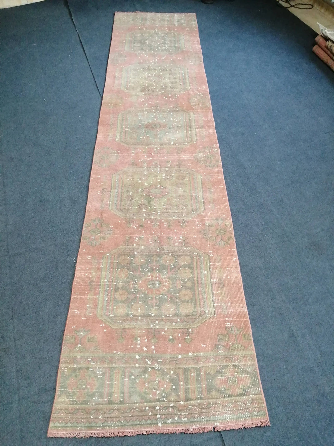Beige Turkish Runner Rug 6' x 11' 5" Hand-Knotted | No. WR67675