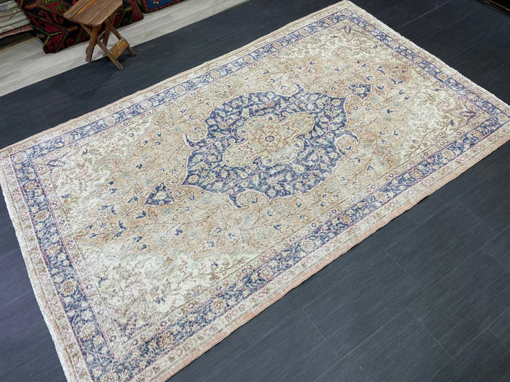Blue Turkish Oushak Rug 5' 4" x 8' 10" Hand-Knotted | No. WR67824