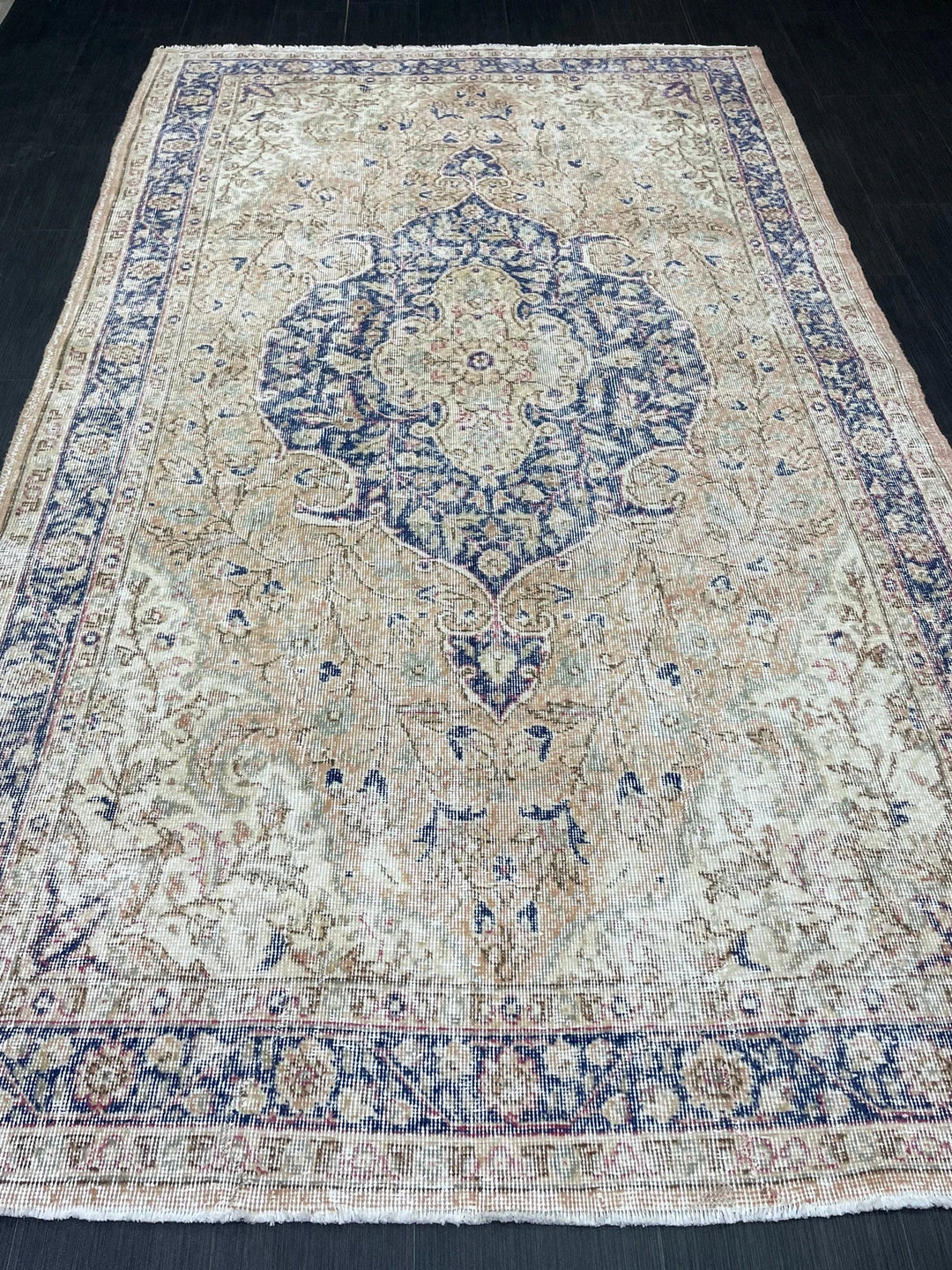 Blue Turkish Oushak Rug 5' 4" x 8' 10" Hand-Knotted | No. WR67824