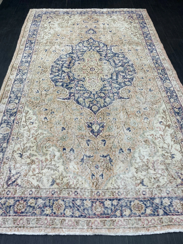 Blue Turkish Oushak Rug 5' 4" x 8' 10" Hand-Knotted | No. WR67824