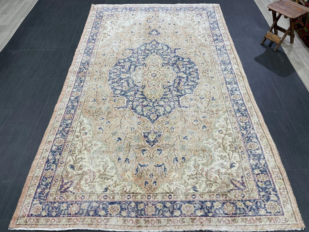 Blue Turkish Oushak Rug 5' 4" x 8' 10" Hand-Knotted | No. WR67824