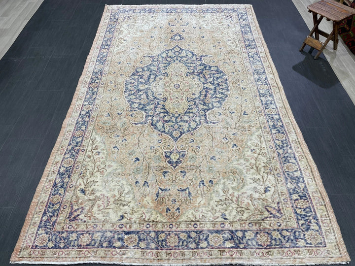 Blue Turkish Oushak Rug 5' 4" x 8' 10" Hand-Knotted | No. WR67824