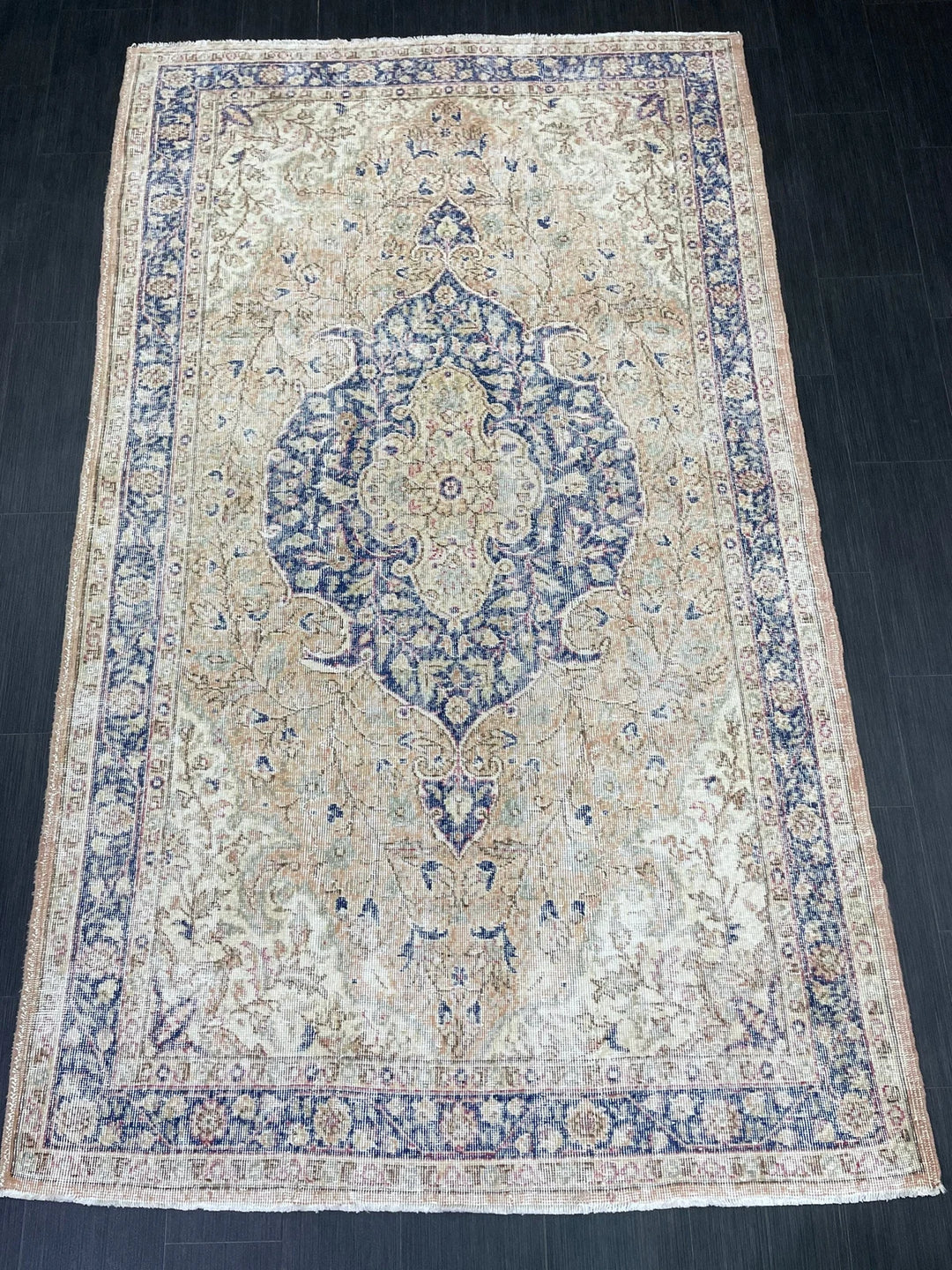 Blue Turkish Oushak Rug 5' 4" x 8' 10" Hand-Knotted | No. WR67824
