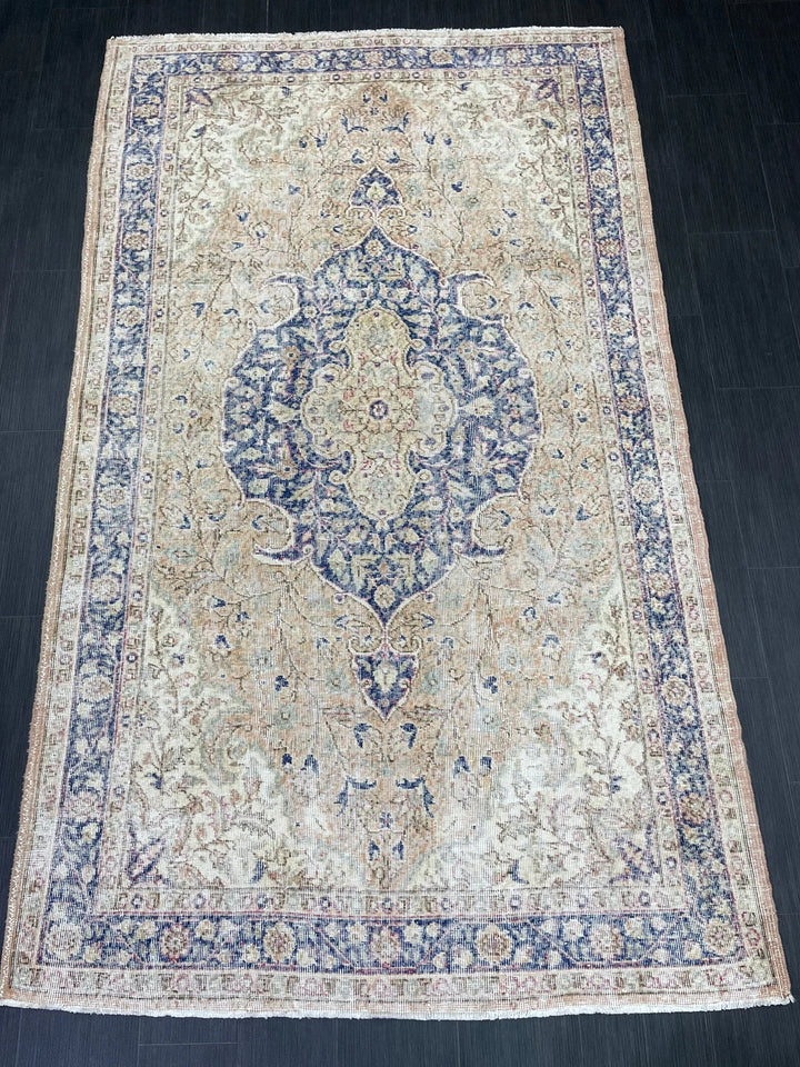 Blue Turkish Oushak Rug 5' 4" x 8' 10" Hand-Knotted | No. WR67824