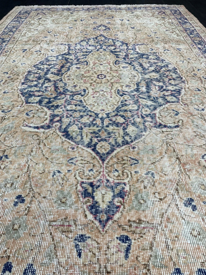 Blue Turkish Oushak Rug 5' 4" x 8' 10" Hand-Knotted | No. WR67824