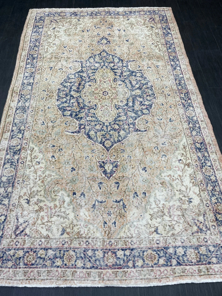 Blue Turkish Oushak Rug 5' 4" x 8' 10" Hand-Knotted | No. WR67824