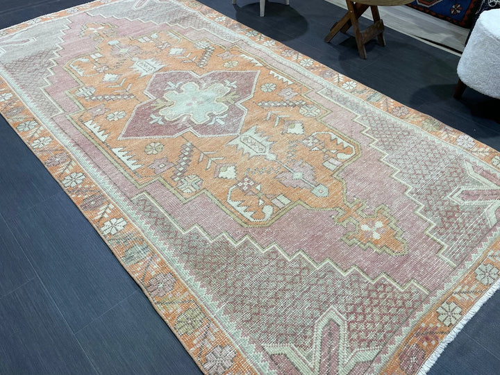 Orange Turkish Runner Rug 4' 5" x 8' 6" Hand-Knotted | No. WR69006